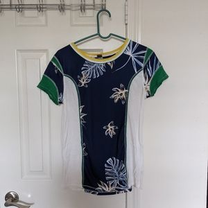 Free People Navy Tropical Tee